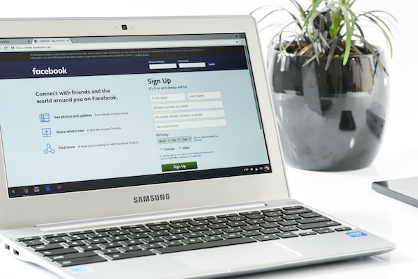 image of facebook on a laptop